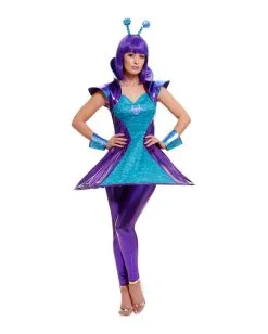 Lila Metallic Alien Damenkostüm