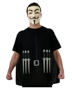 V For Vendetta T-Shirt Mit Cape & Maske